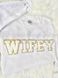 Chenille WIFEY crewneck sweatshirt close-up letter patch quality