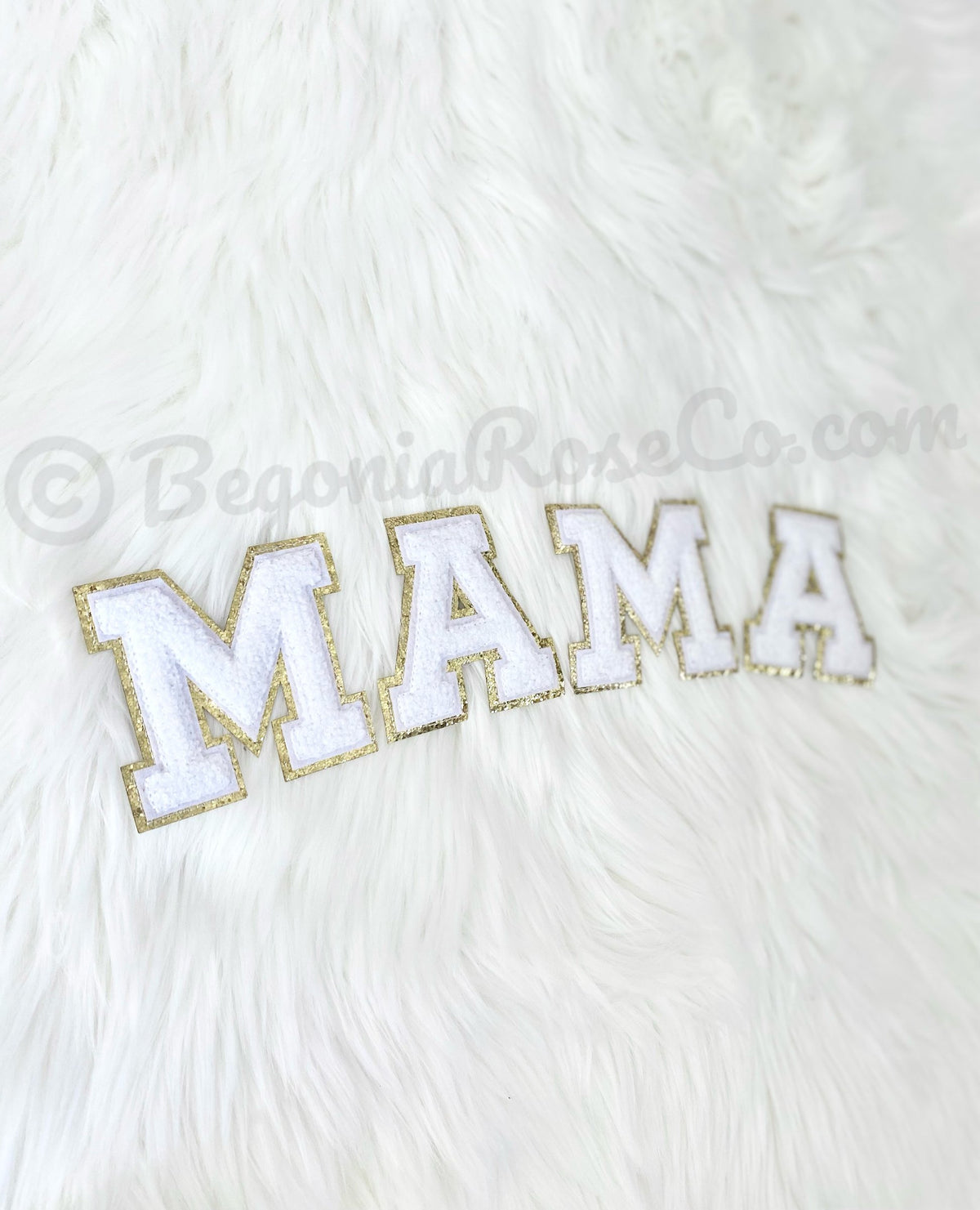 MAMA chenille patches medium pink sequin sew on jacket patch