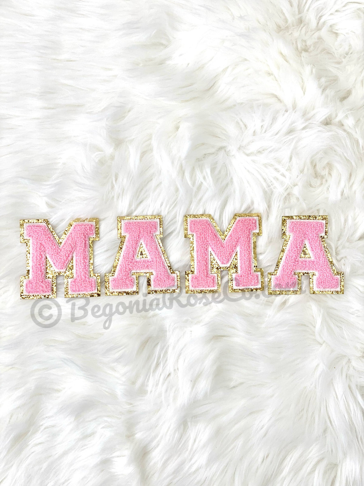 MAMA pink white pearl rhinestone letter patches sew on mom gift