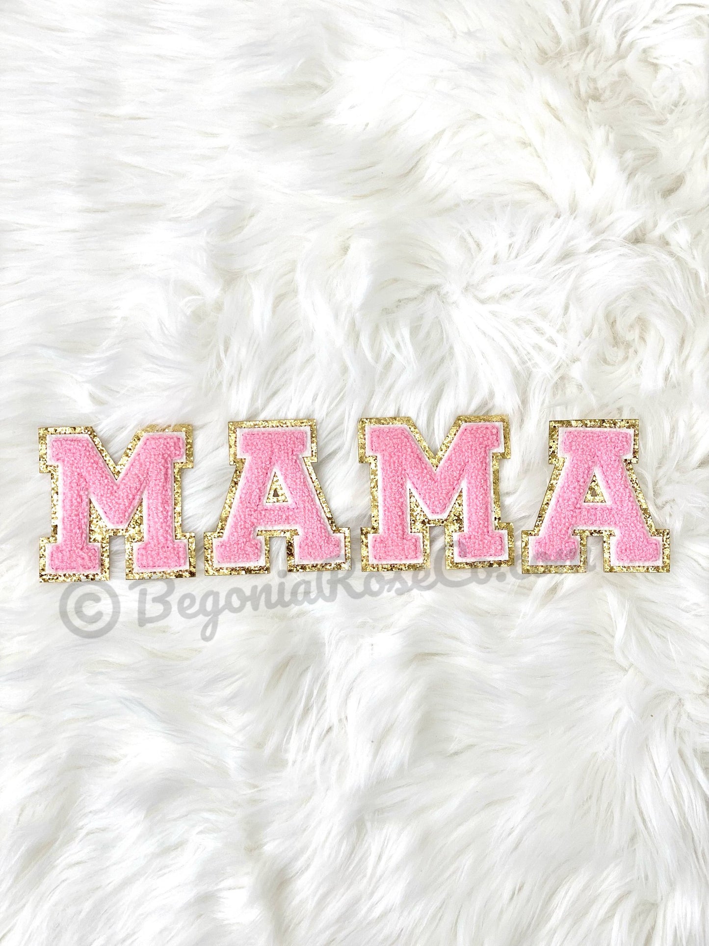 MAMA pink white pearl rhinestone letter patches sew on mom gift
