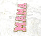 MAMA peachy pink chenille script letter patches iron on jacket