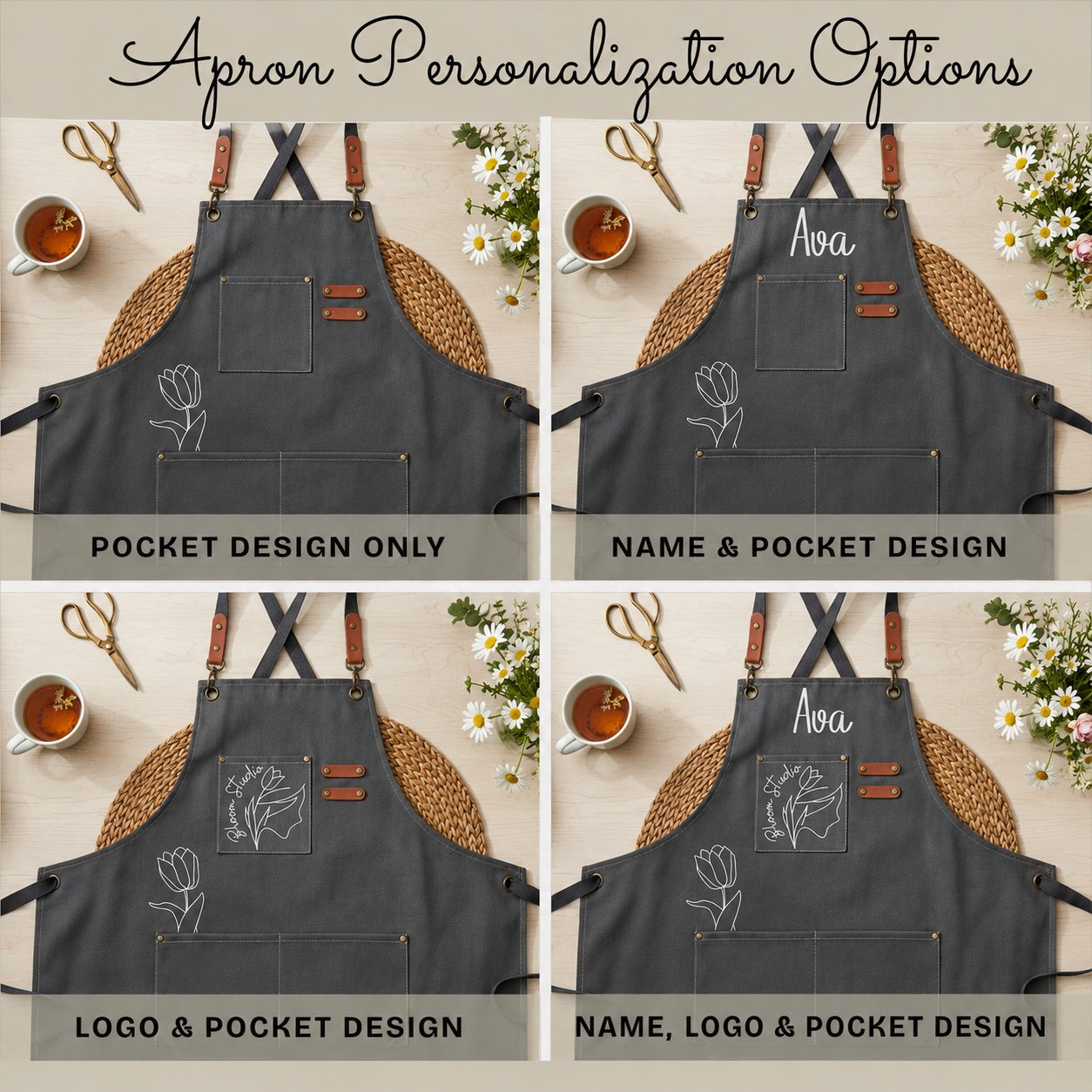 Blank pedicurist nail artist apron with no personalization for salon use