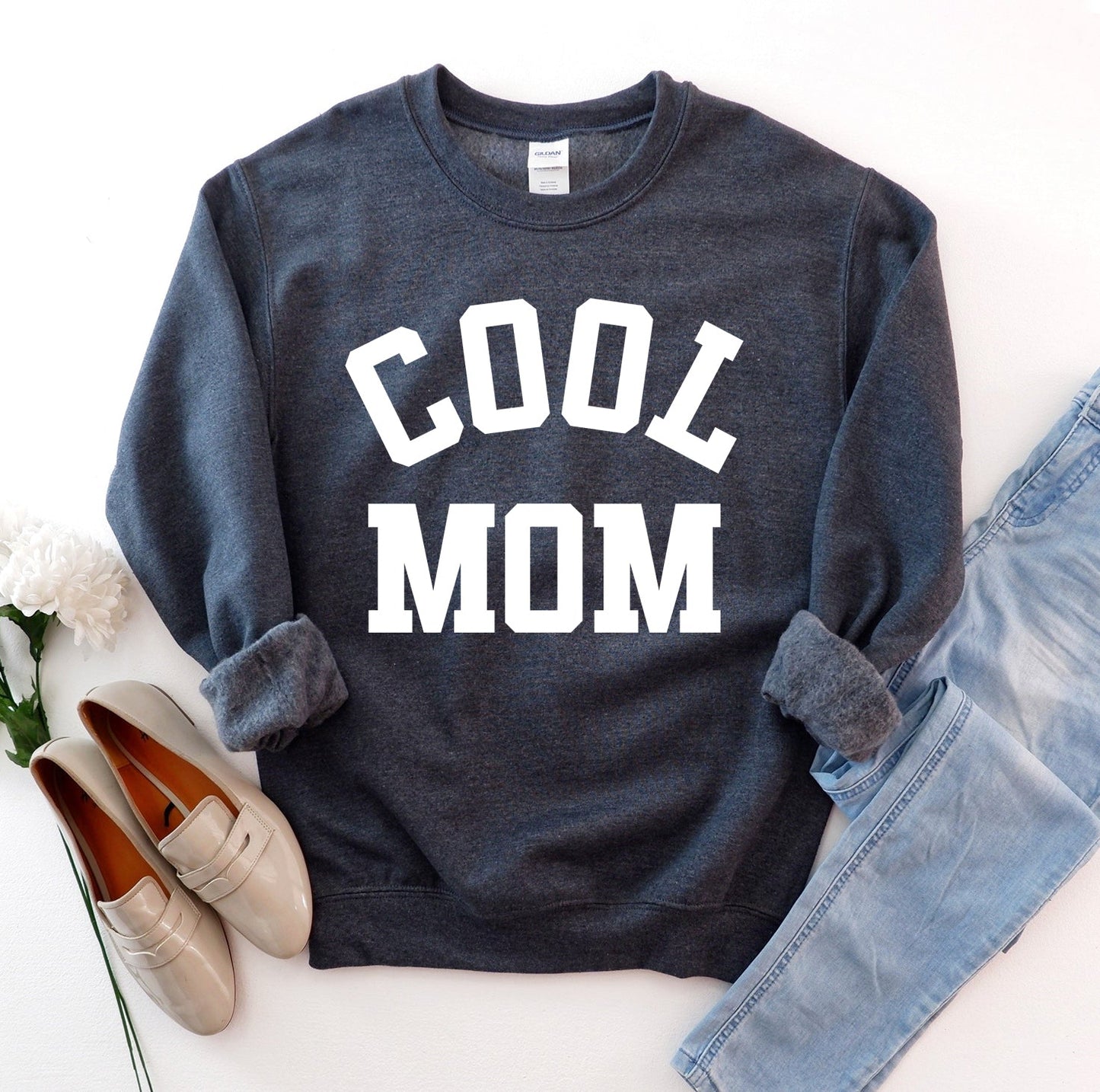 Cool Mom Sweatshirt in maroon - cozy crewneck birthday gift for mom