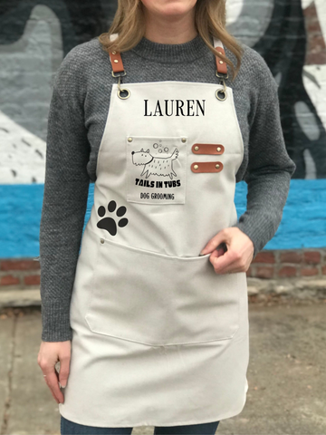Dog Groomer Apron with Pockets Water Resistant Custom Grooming Smock