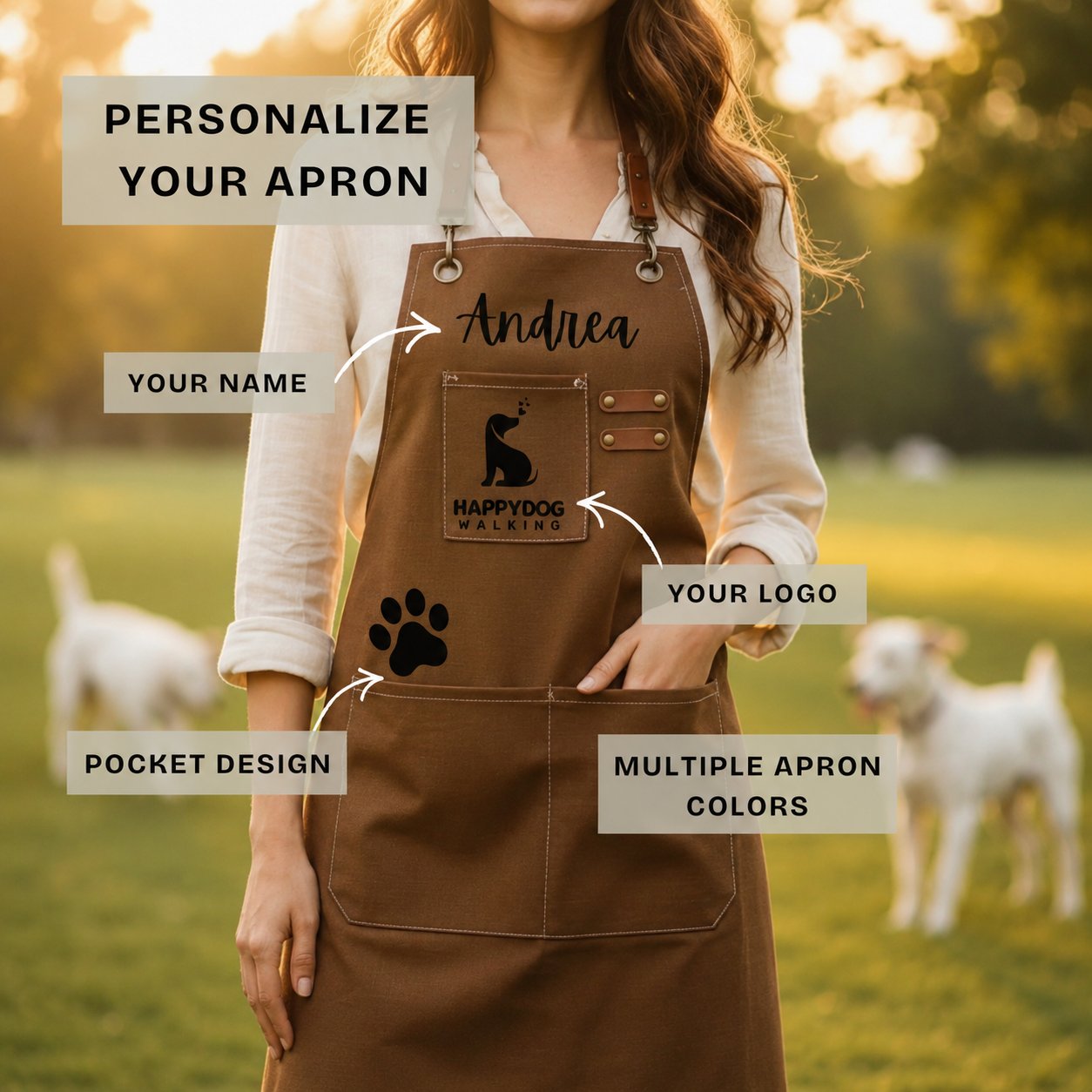 Custom dog groomer apron with name embroidery for pet stylists