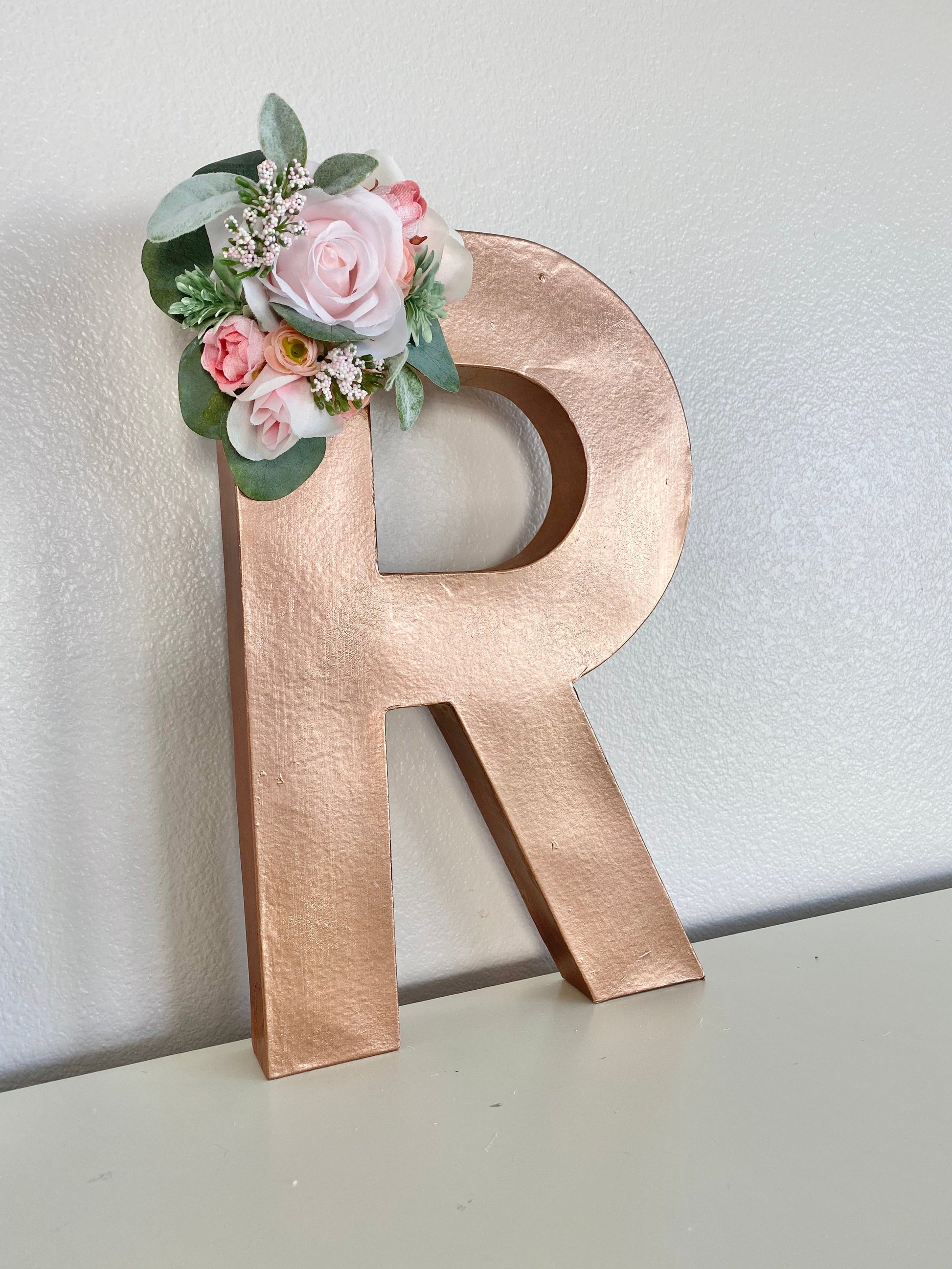 Floral letter personalized name sign baby shower display