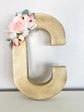 Rose gold floral initial cake table display bridal shower