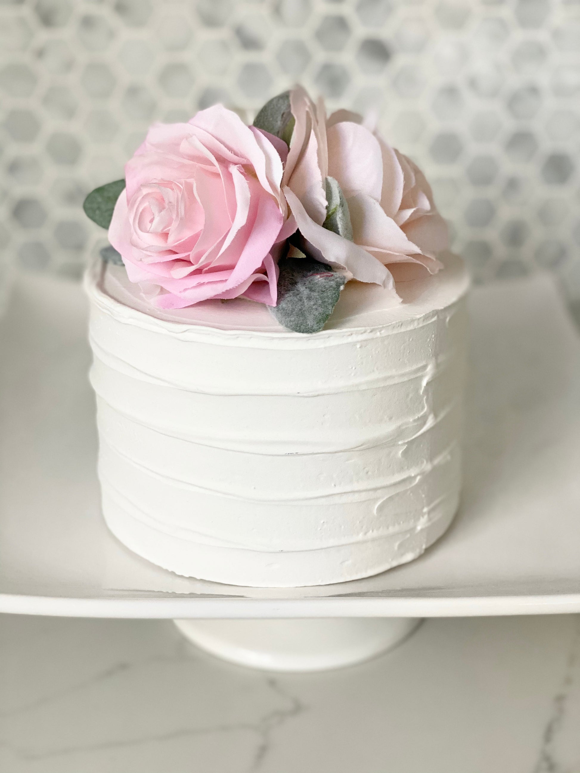 Floral cake topper pink gold first birthday