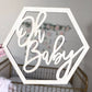 Oh Baby hexagon wood sign pregnancy announcement prop
