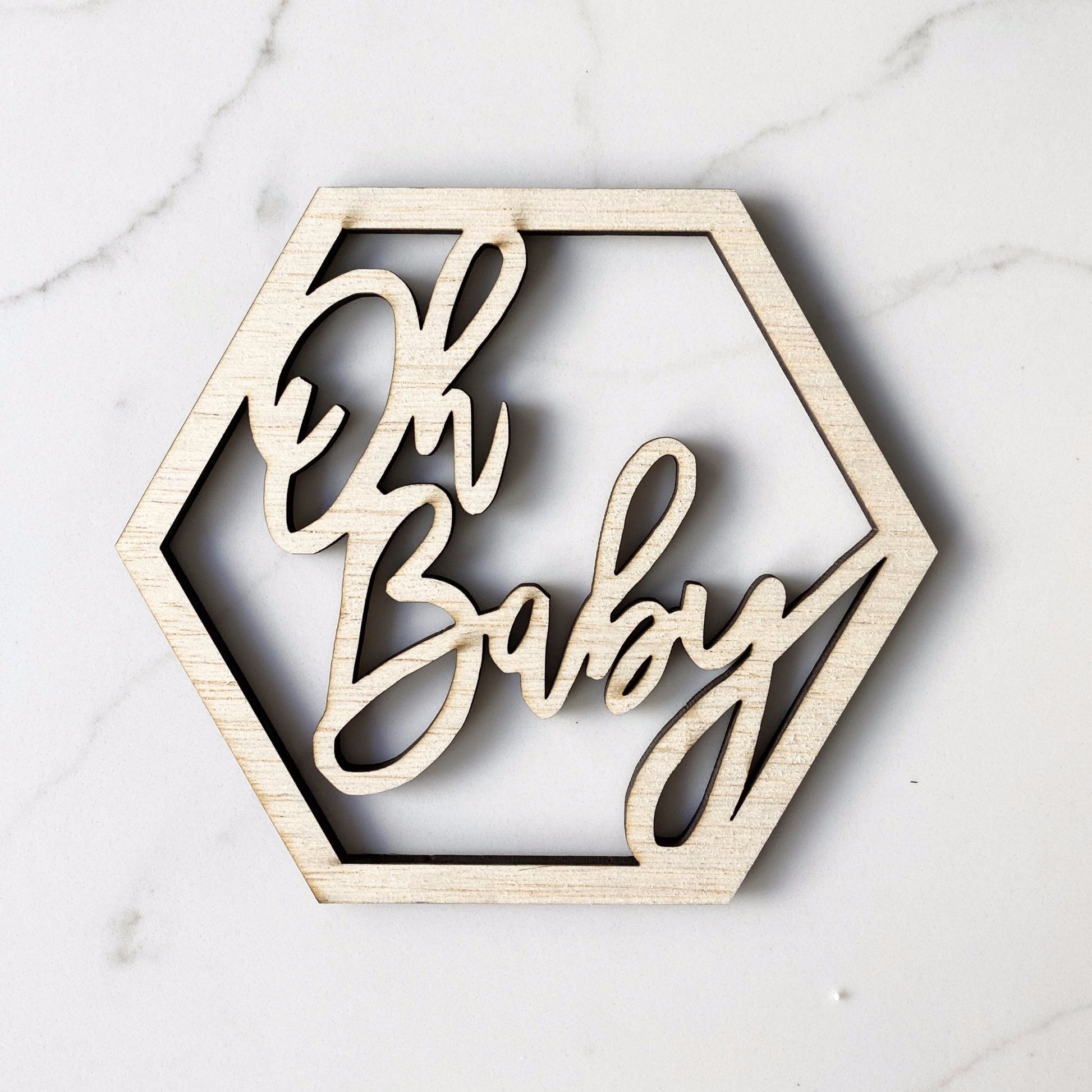 Oh Baby hexagon wood sign pregnancy announcement photo