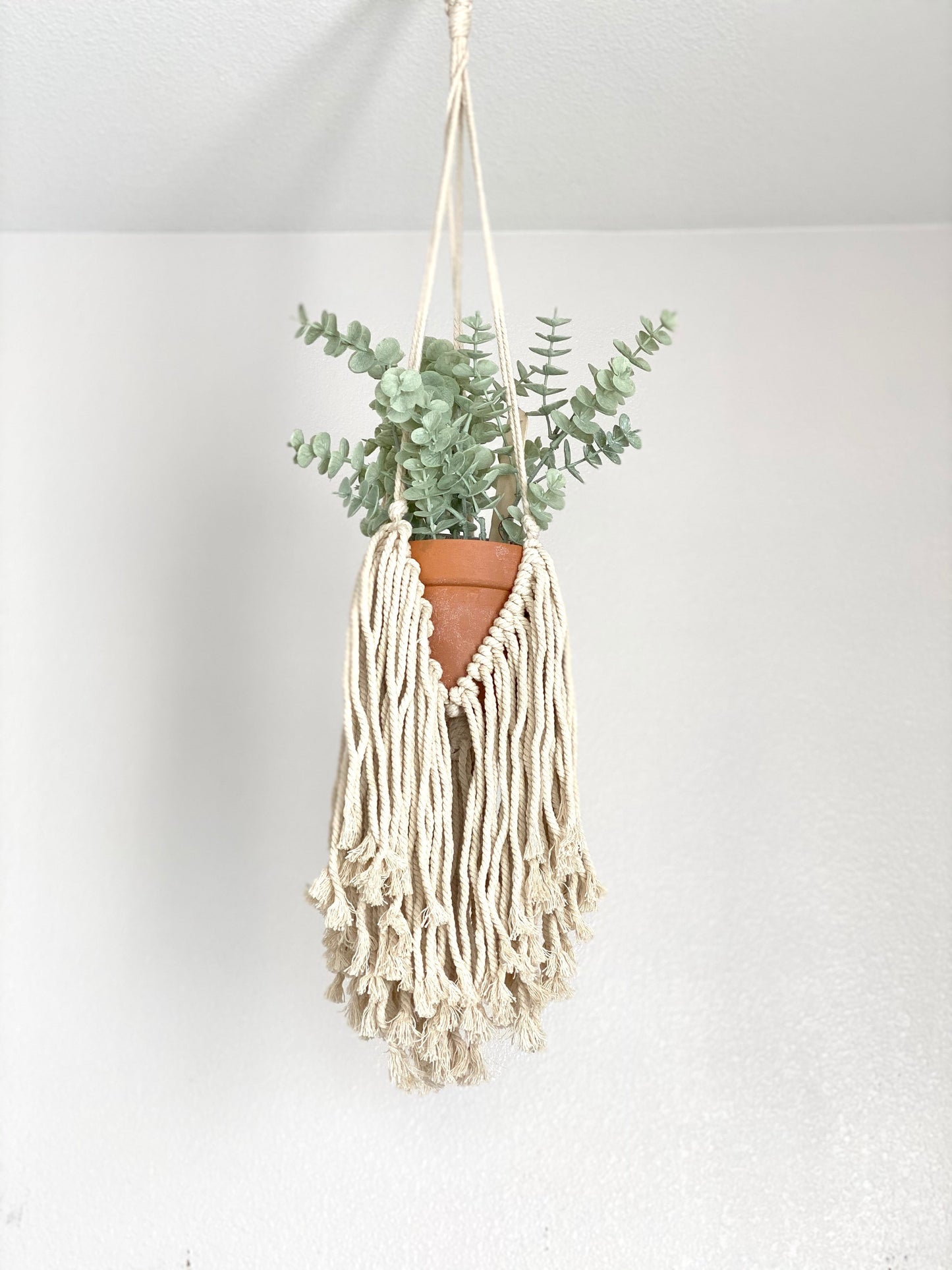Macrame hanger with artificial plant included