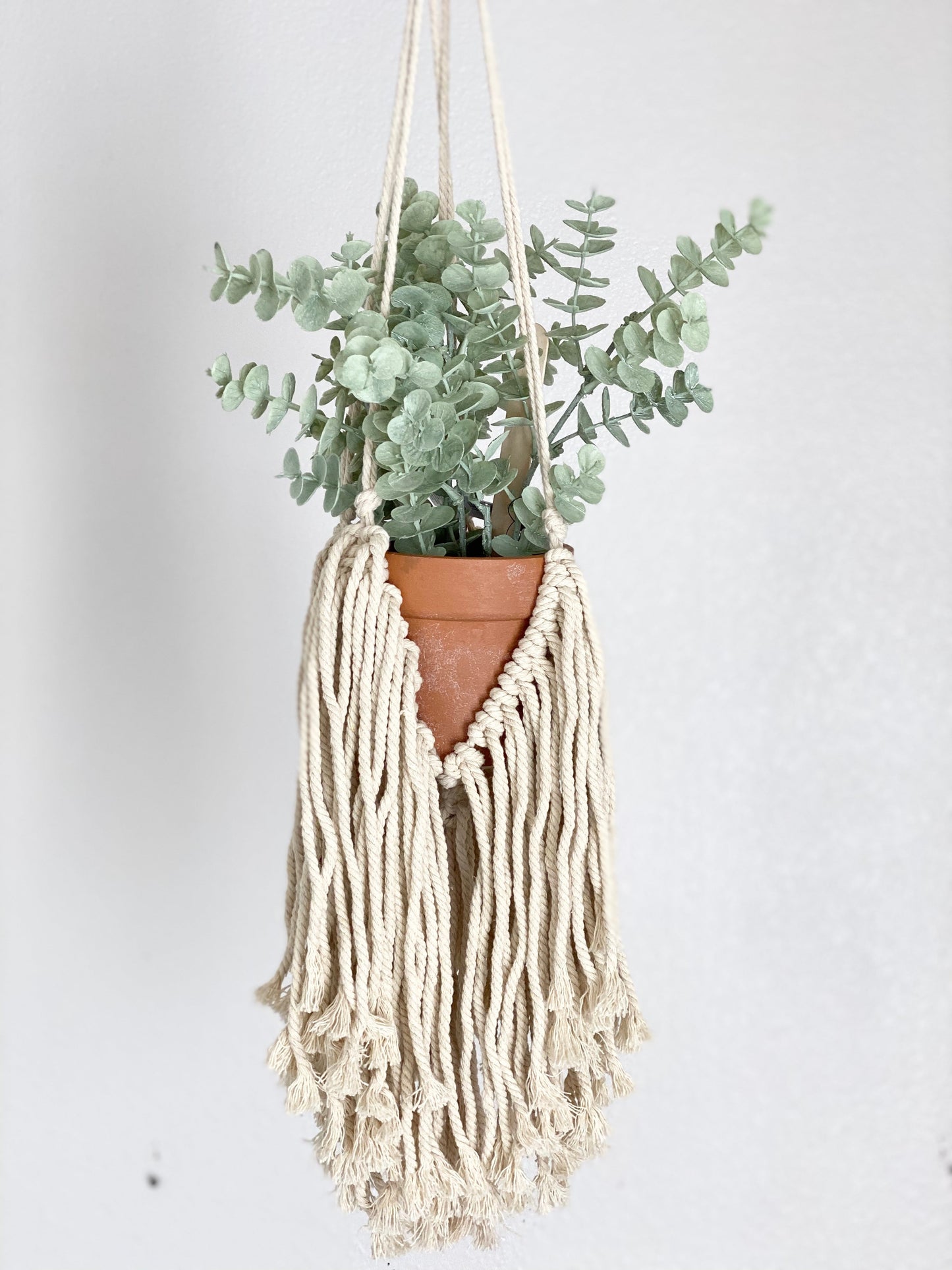 Macrame planter hanger front view display