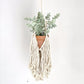 Macrame plant hanger with fringe and removable planter