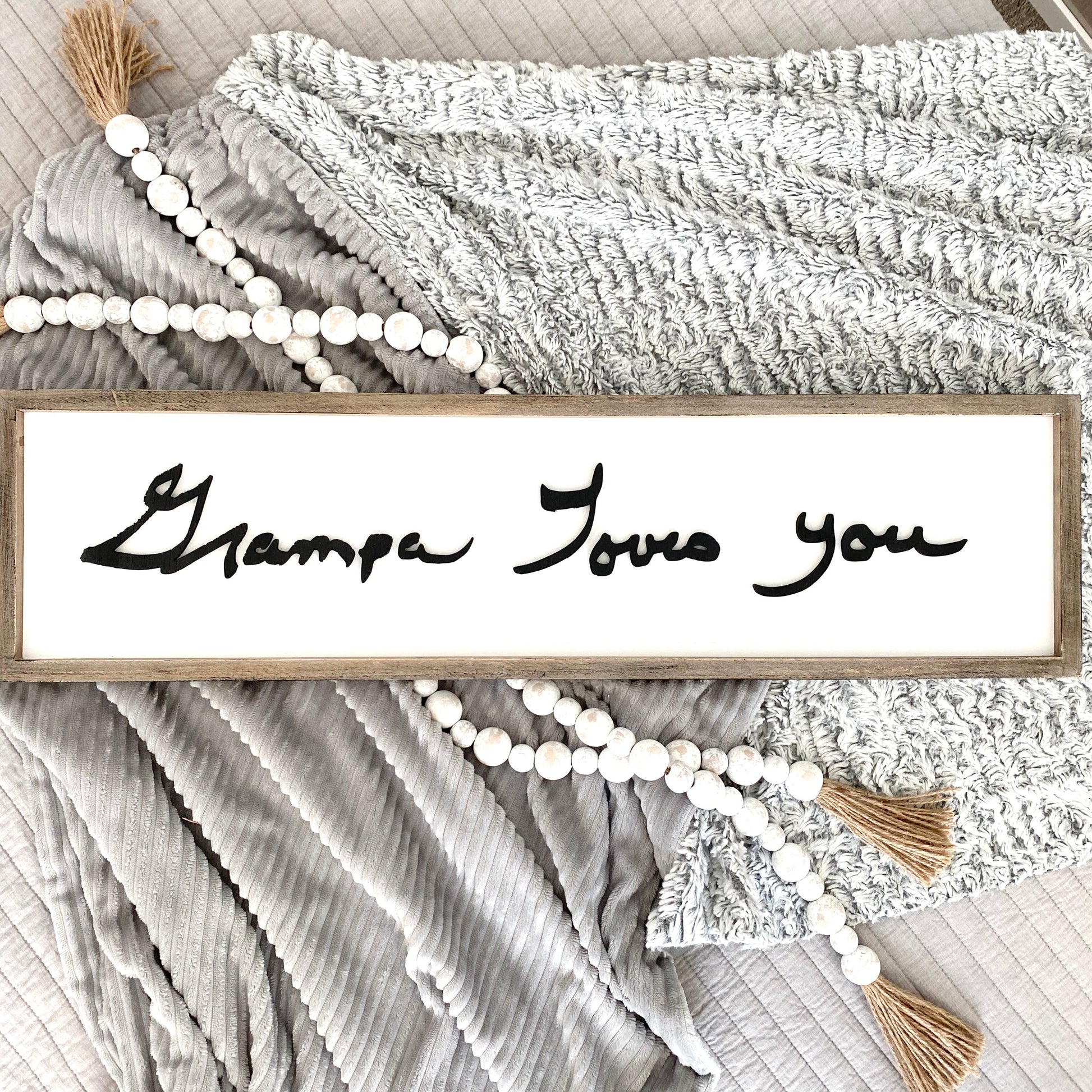 3D raised wood lettering handwriting sign