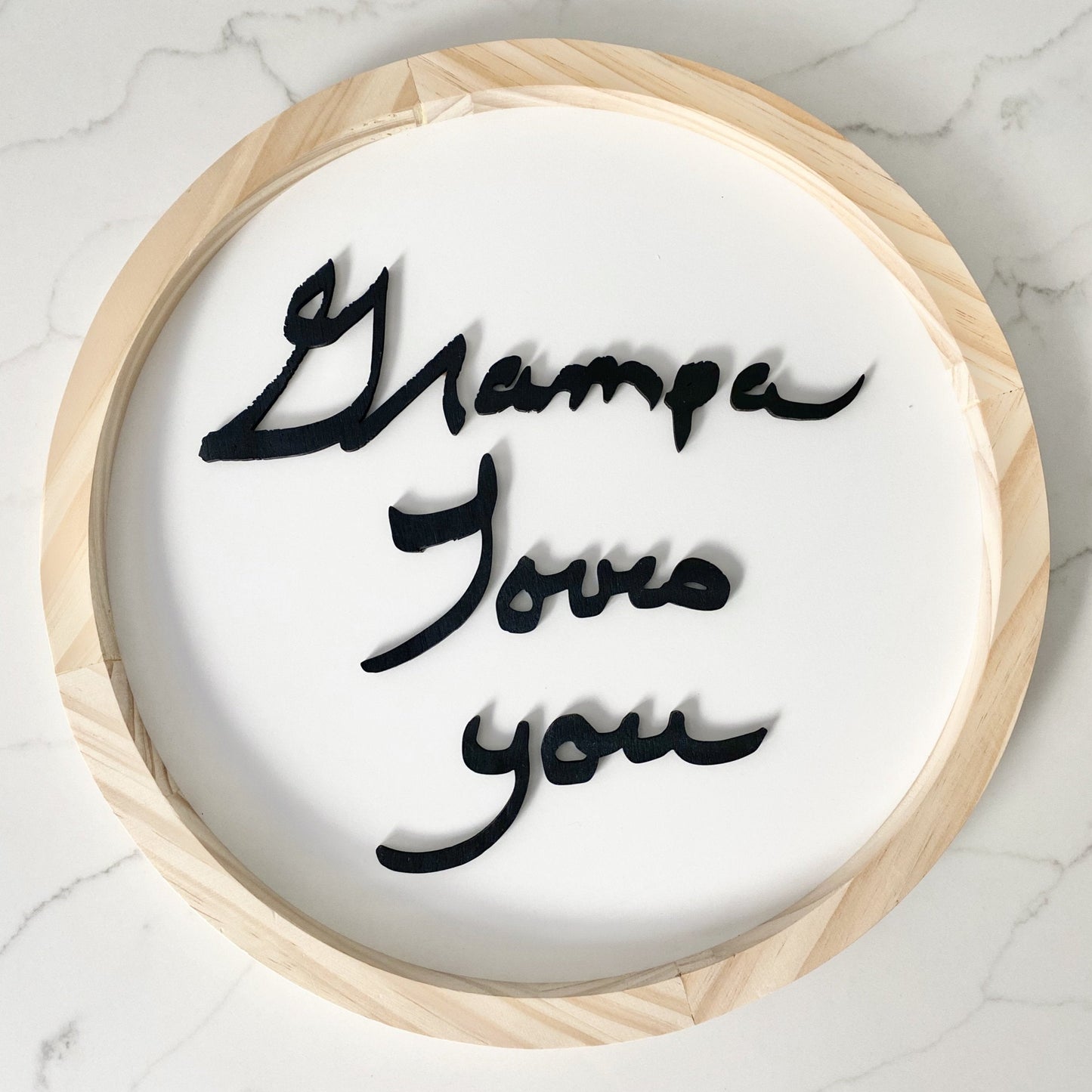 Framed personalized handwriting wood sign