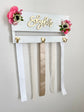 Girl room organizer bow holder with personalized name sign