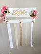 Bow headband holder wall art with custom child name sign