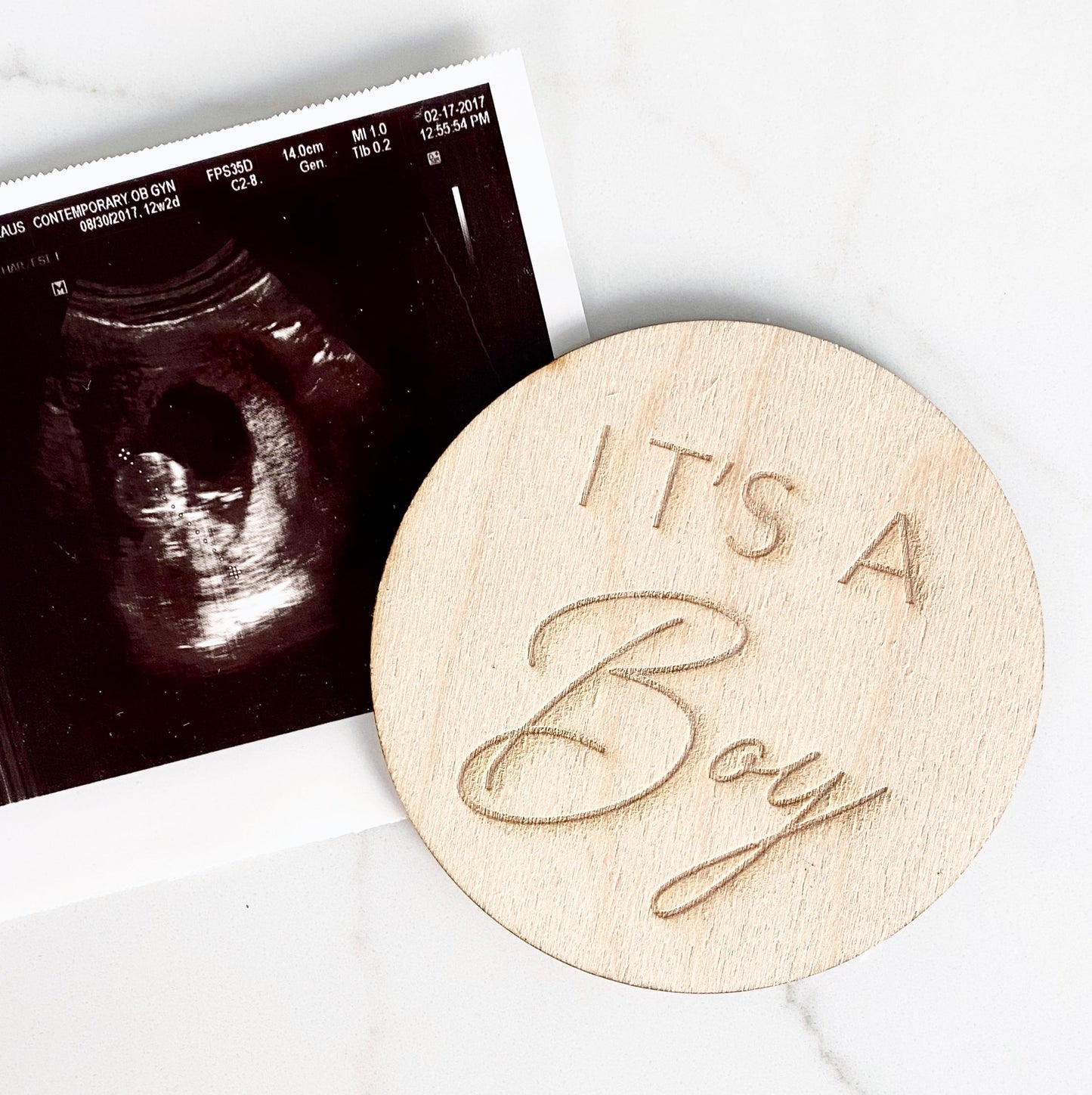 Gender reveal wood sign baby announcement