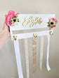 Custom bow holder with name sign and painted metal hooks