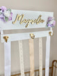 Wood bow holder decoration with custom daughter name sign