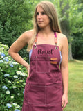 Garden florist apron with pockets in canvas for garden and flower shop work