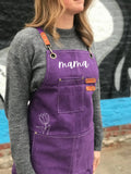 Personalized gardening apron with deep pockets in canvas for planting