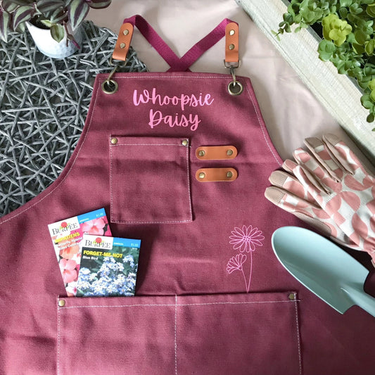 Cute Gardening Apron Gift Idea Personalized Garden Apparel with Pocket