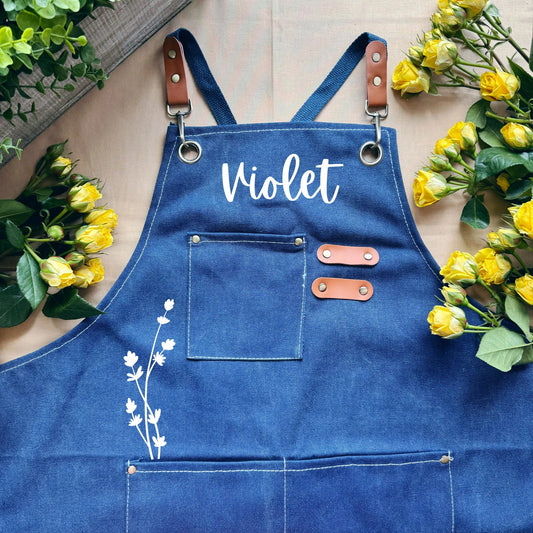 Custom Florist Gardener Apron Personalized Gardening Gift with Pockets