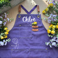 Personalized garden apron harvesting smock worn while gathering produce