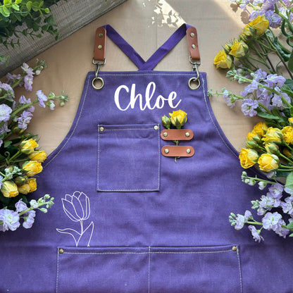 Custom Cotton Canvas Apron for Gardener Apparel with Pockets Gift Idea