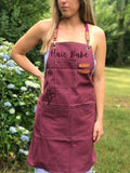 Personalized trendy hairstylist apron with pockets, sleek salon workwear