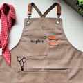 Personalized hairstylist apron with name, canvas or PU leather salon gift