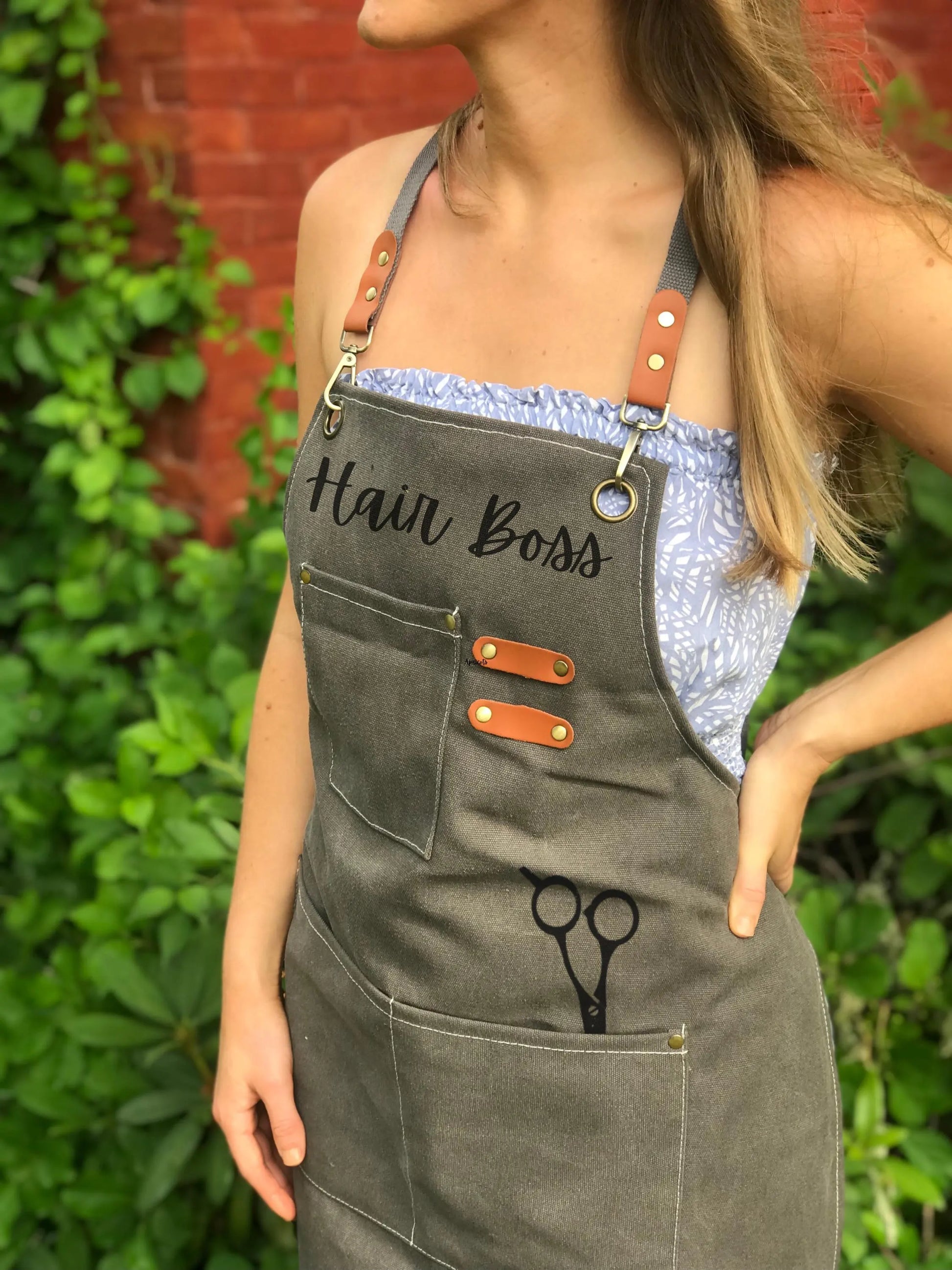 Apron for hairstylist personalized gift smock, water-resistant salon workwear