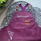 Hairstylist personalized apron with cross-back straps, anti-static salon apparel