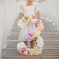 Wedding floral number faux flower monogram backdrop decor