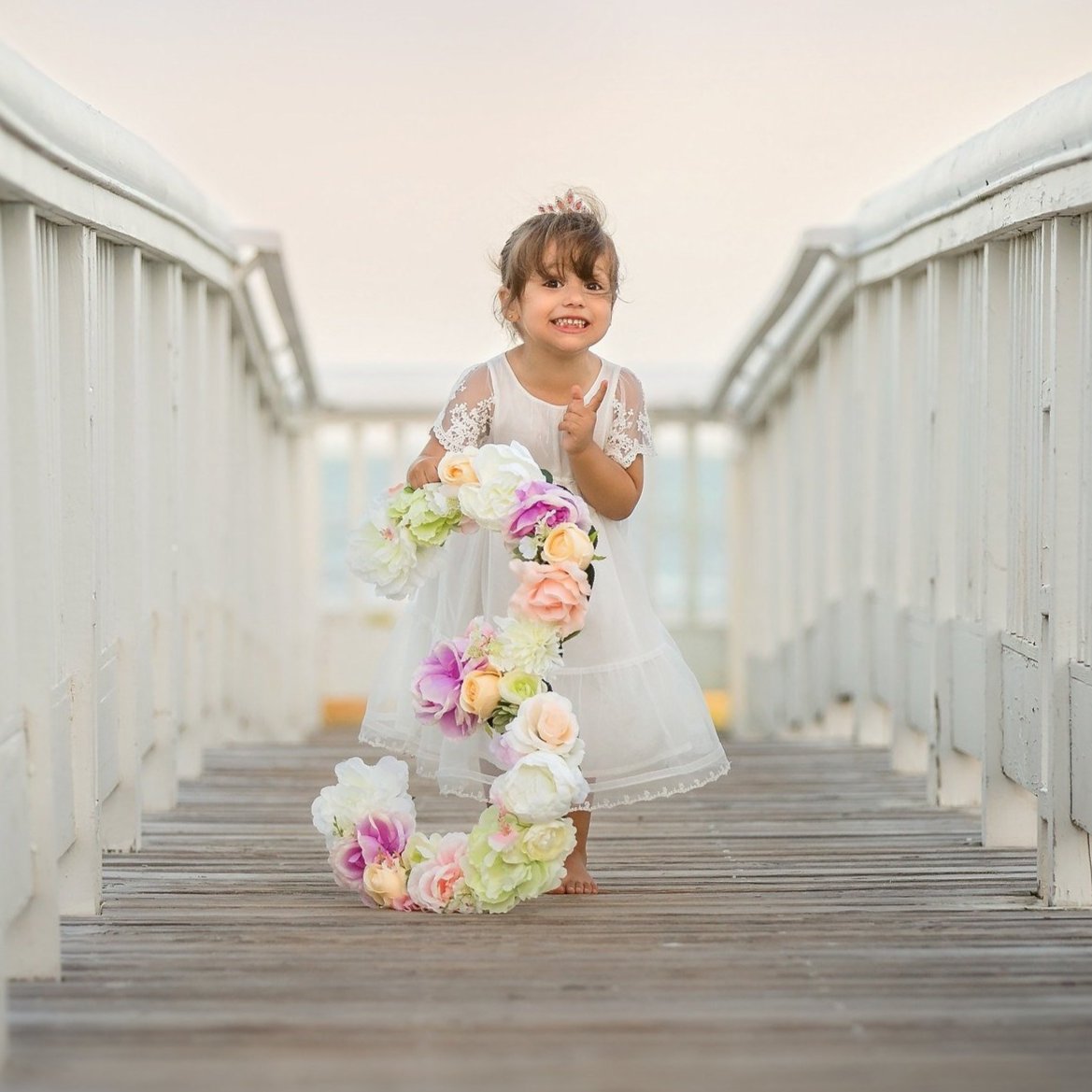 Floral number sign birthday photo shoot party decoration