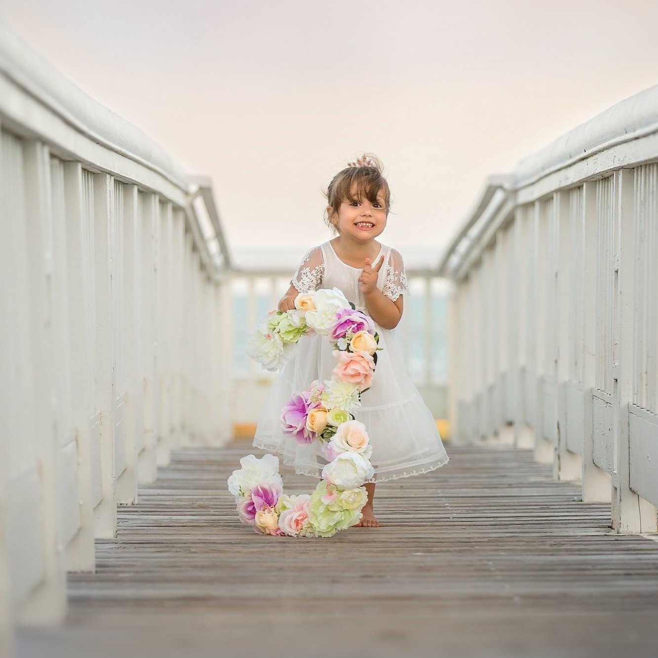 Wedding floral number girl faux flower photo