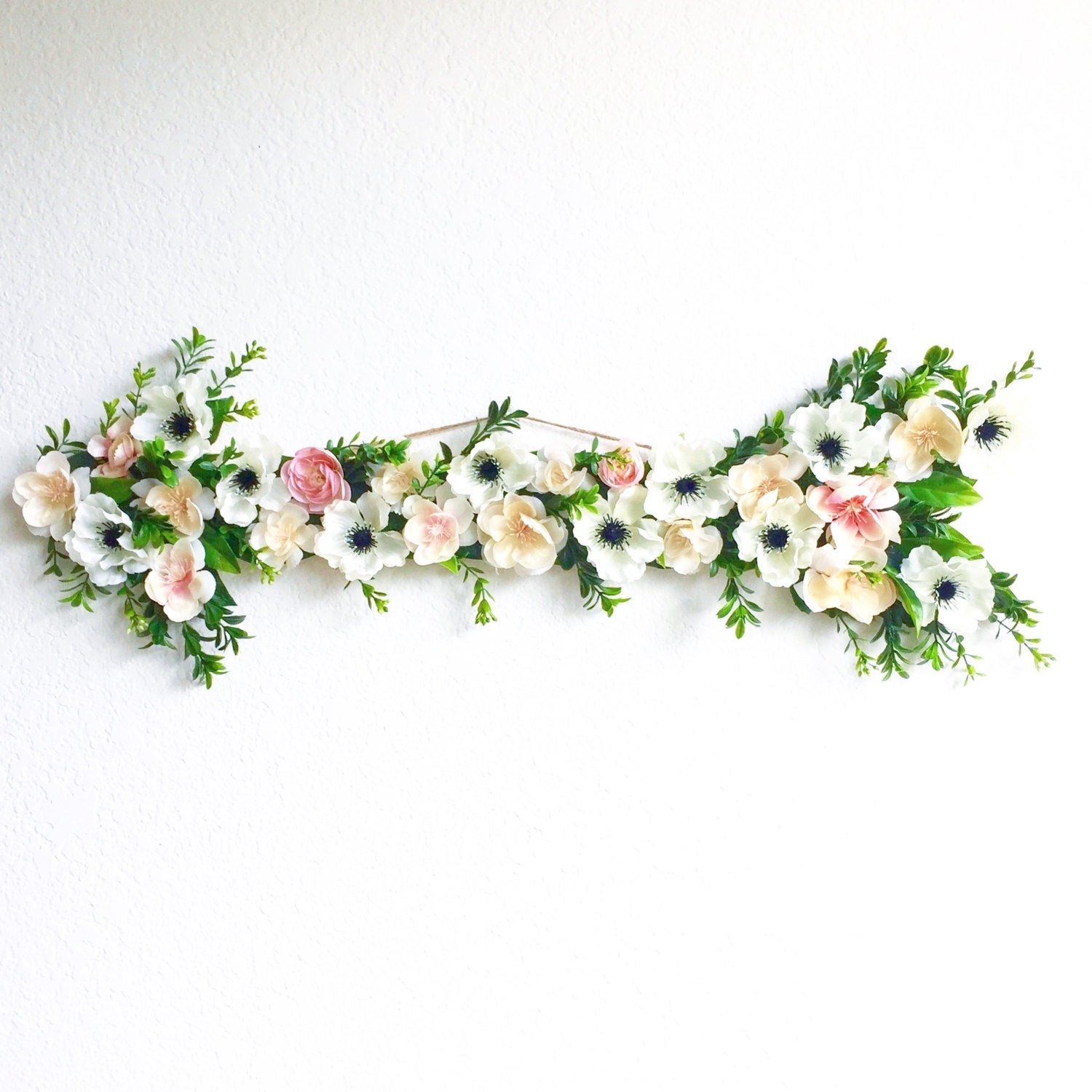 Boho floral arrow wall art custom flower arrow decor
