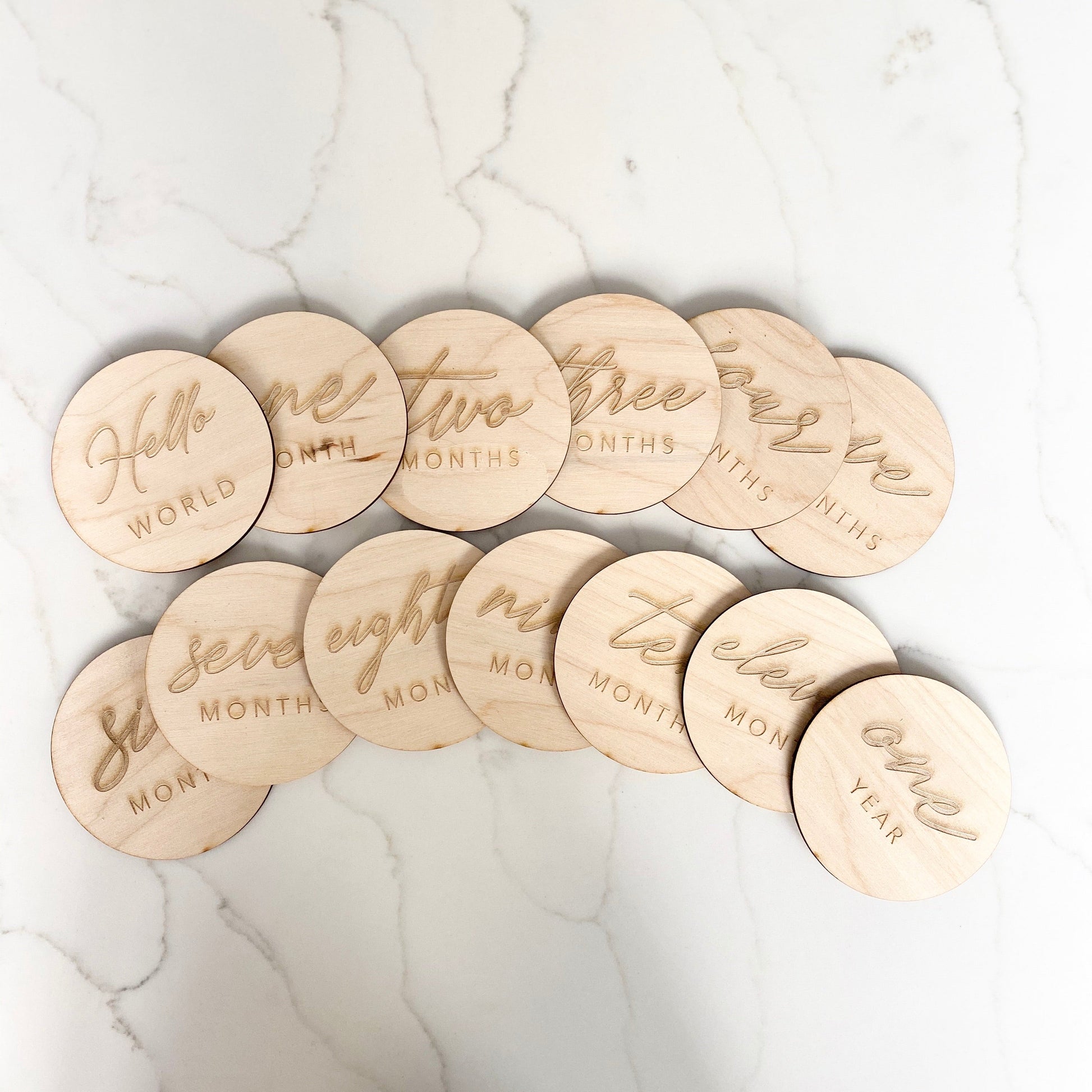 Wooden milestone cards monthly baby photos