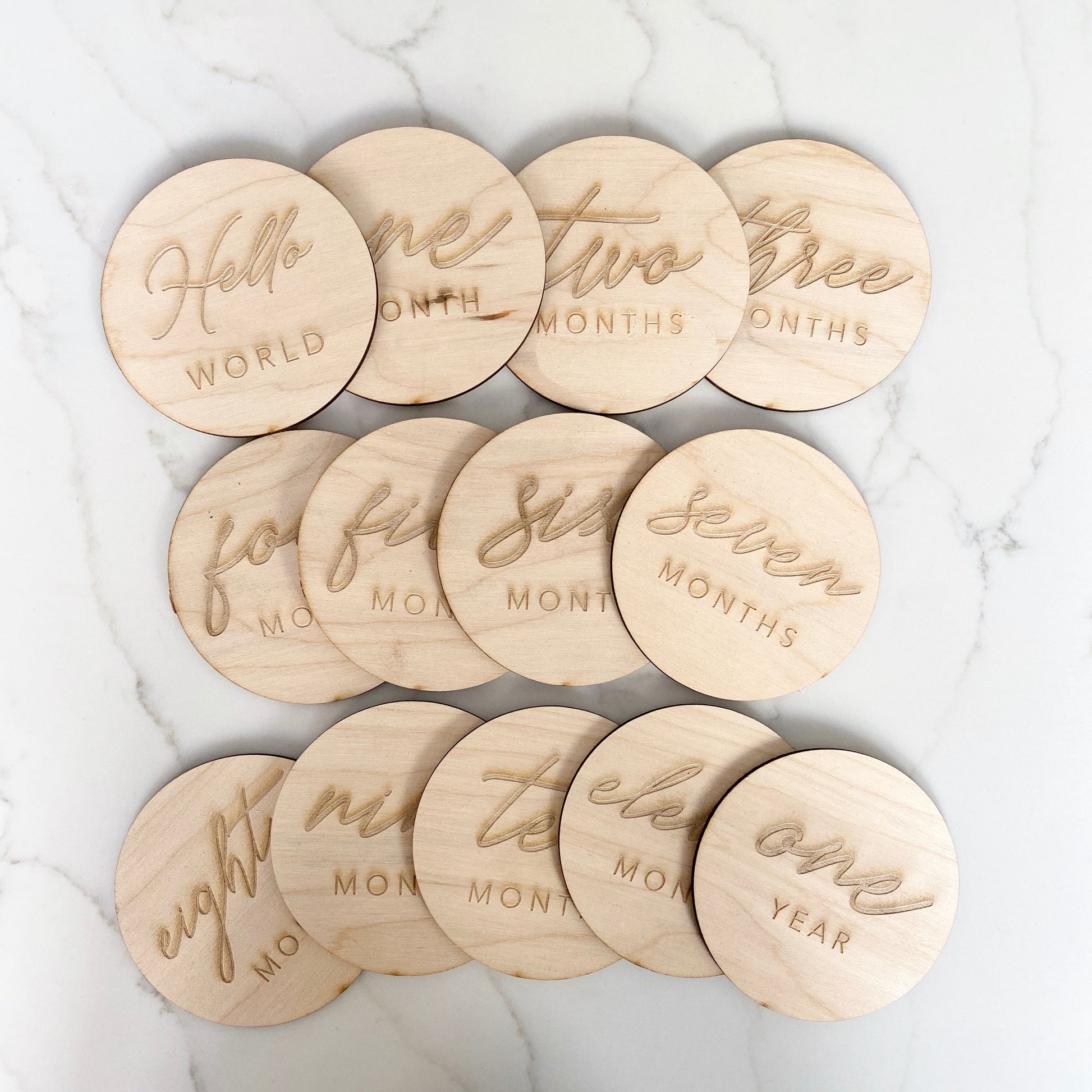 Wood baby milestone cards set photo prop