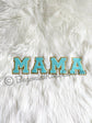 MAMA chenille patches powder blue sequin sew on diaper bag patch