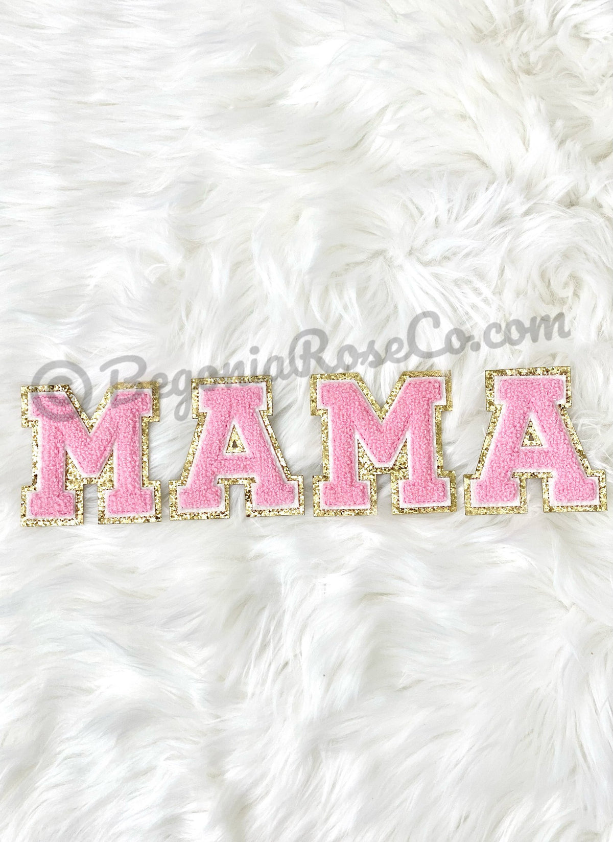 MAMA chenille patches white sequin sew on baby shower decor
