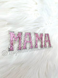 MAMA chenille letter patches light pink sequin sew on iron on mom gift