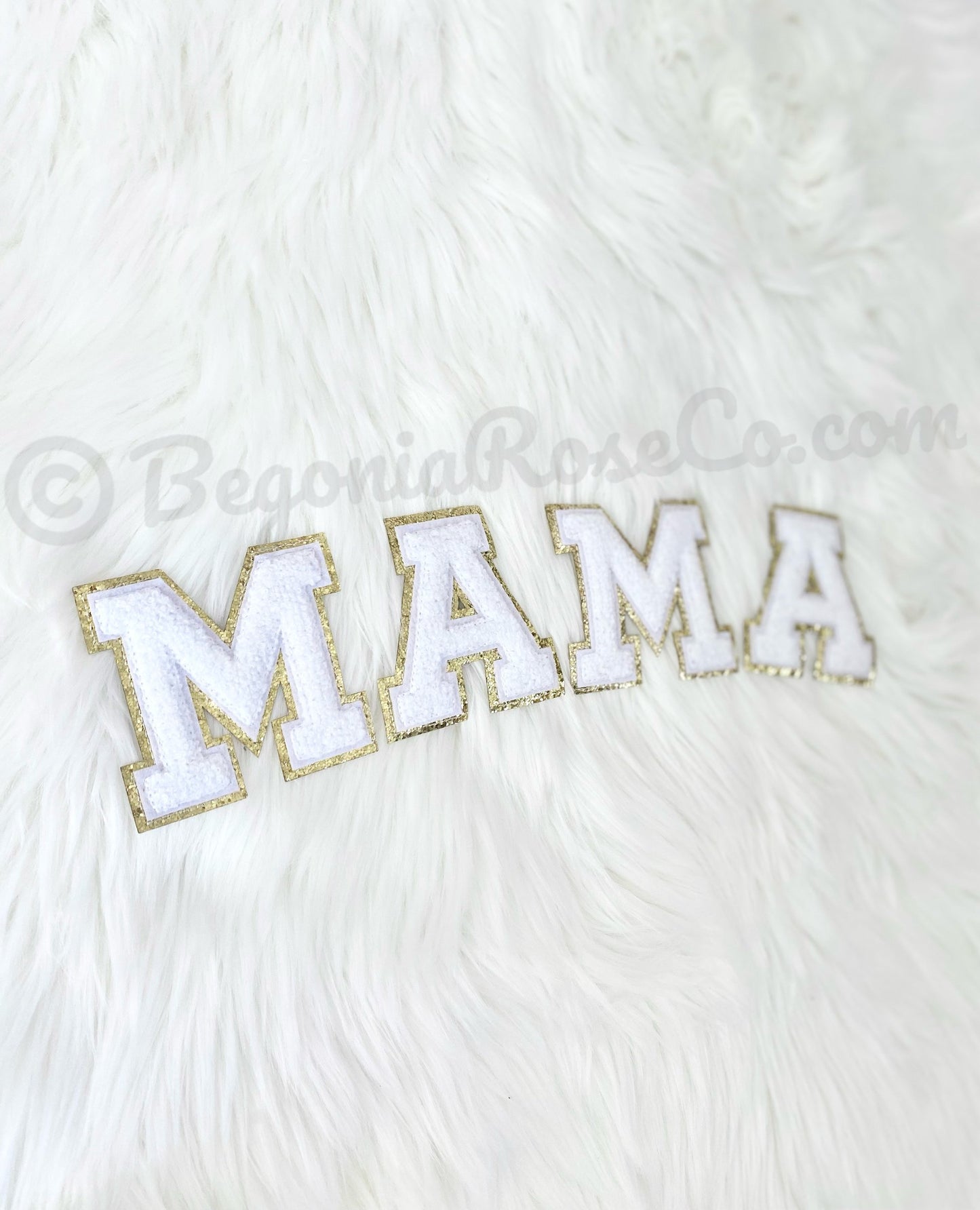 MAMA Chenille Letter Patches Sew On Iron On Light Pink Sequin Mom Gift Baby Shower