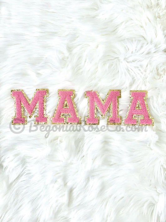MAMA Chenille Patches White Sequin Sew On Iron On Diaper Bag Jacket Mom Gift