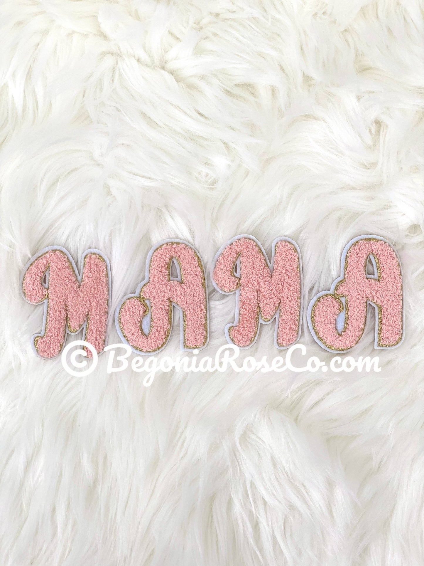 MAMA Letter Patches Medium Pink Chenille Sequin Sew On Iron On Mom Gift