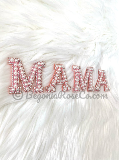 MAMA Patches Hot Pink Chenille Sew On Iron On Mom Gift Jacket Sweatshirt