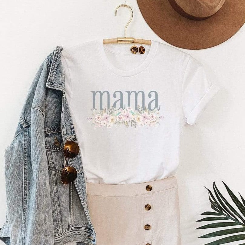 Mama Floral Graphic T-Shirt front - sublimation floral mama tee Mother's Day gift