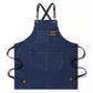 Navy blue pedicurist nail artist apron durable cross back canvas gear