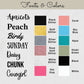 Dog groomer apron fonts and thread color options for personalization